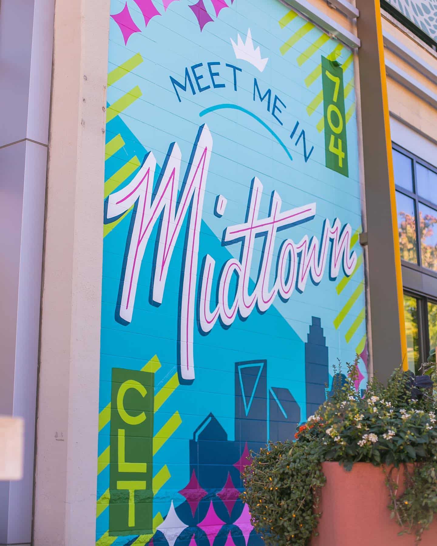 A gem by @amberthompson_art 

NEW MURAL: “Meet Me In Midtown is designed to reflect the vibrancy and history of the Midtown area. The bright color and the patterns sprinkled throughout represents the mixed-use nature of the community with its retail, residential, and office spaces. The typography was inspired by Mid-Century modern design - something prevalent during the era of the former Charlottetowne Mall that graced the same location” - Amber Thompson

Located across from Cava facing Charlottetown Avenue!